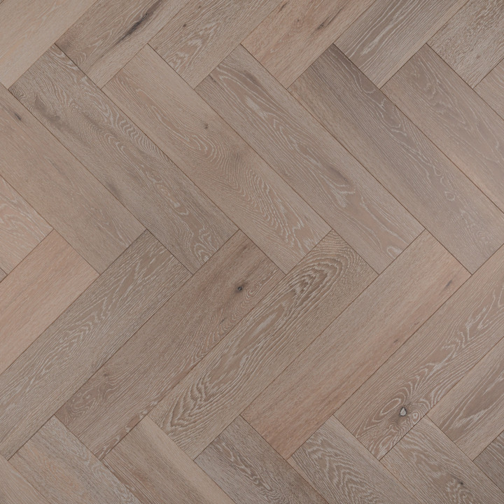 Schoolhouse Grande Click Herringbone Brushed and Matt lacquered White Washed