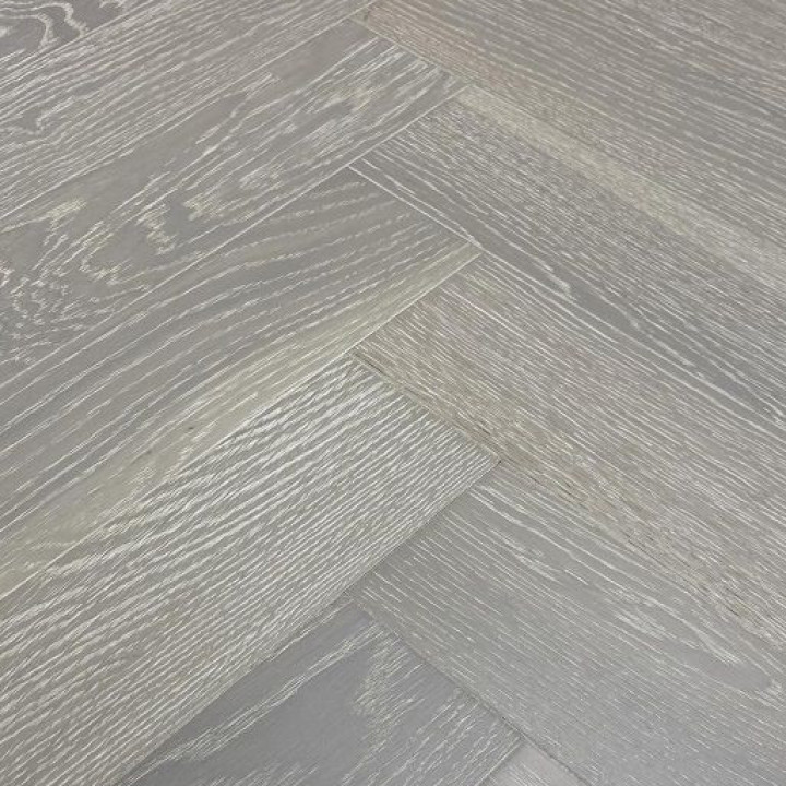 Schoolhouse Herringbone Brushed & Whitewashed Grey Matt Lacquered