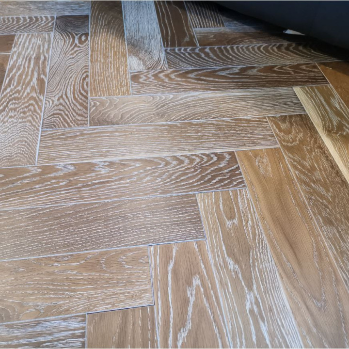 Schoolhouse Smoked & White UV Oiled Oak Herringbone